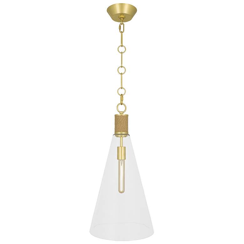 Image 1 Hatteras 11.75" Wide Natural Rope And Modern Brass And Lucite Pendant