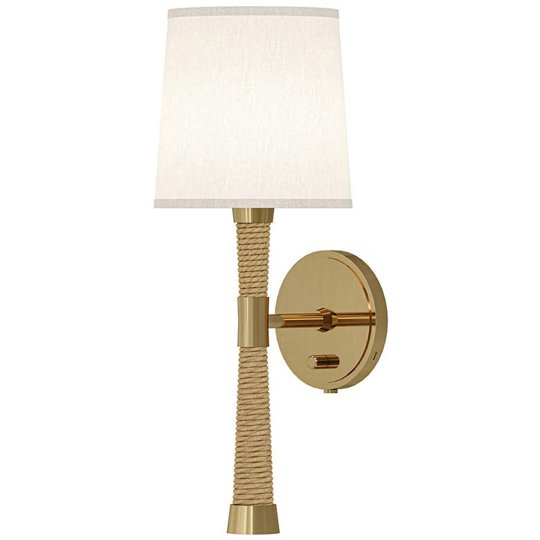 Image 1 Hatteras 18.5"H Natural Rope Brass Wall Sconce w/ White Fondine Shade