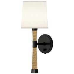 Hatteras 18.5"H Natural Rope Bronze Wall Sconce w/ White Fondine Shade