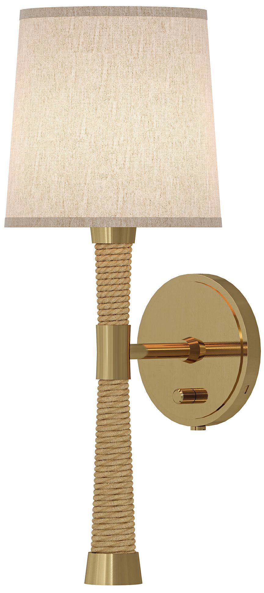 Hatteras 18.5" Natural Rope Brass Wall Light w/Cream Heather Made to Order