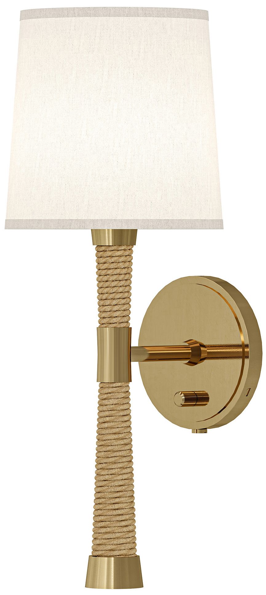 Hatteras 18.5" Natural Rope Brass Wall Light w/White Fondine Made to Order