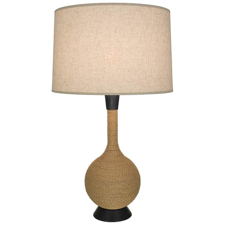 Image 1 Hatteras 30"H Natural Rope And Deep Bronze Table Lamp With Cream Shade