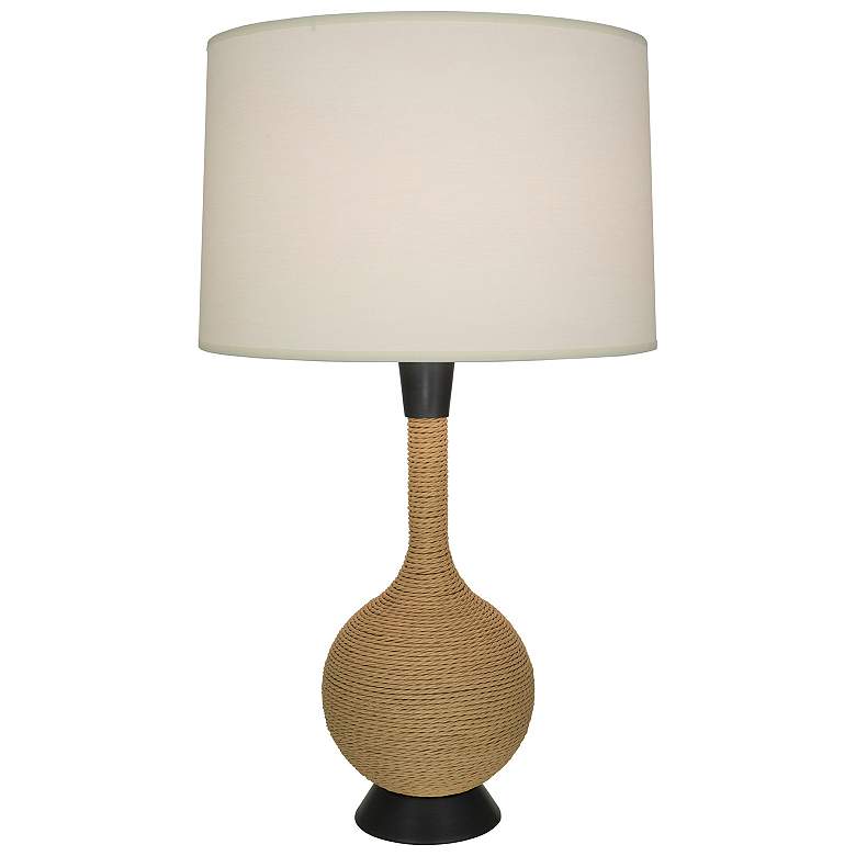 Image 1 Hatteras 30"H Natural Rope And Deep Bronze Table Lamp With White Shade
