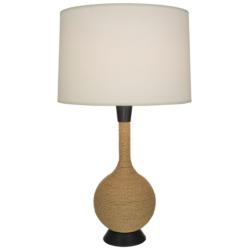 Hatteras 30"H Natural Rope And Deep Bronze Table Lamp With White Shade