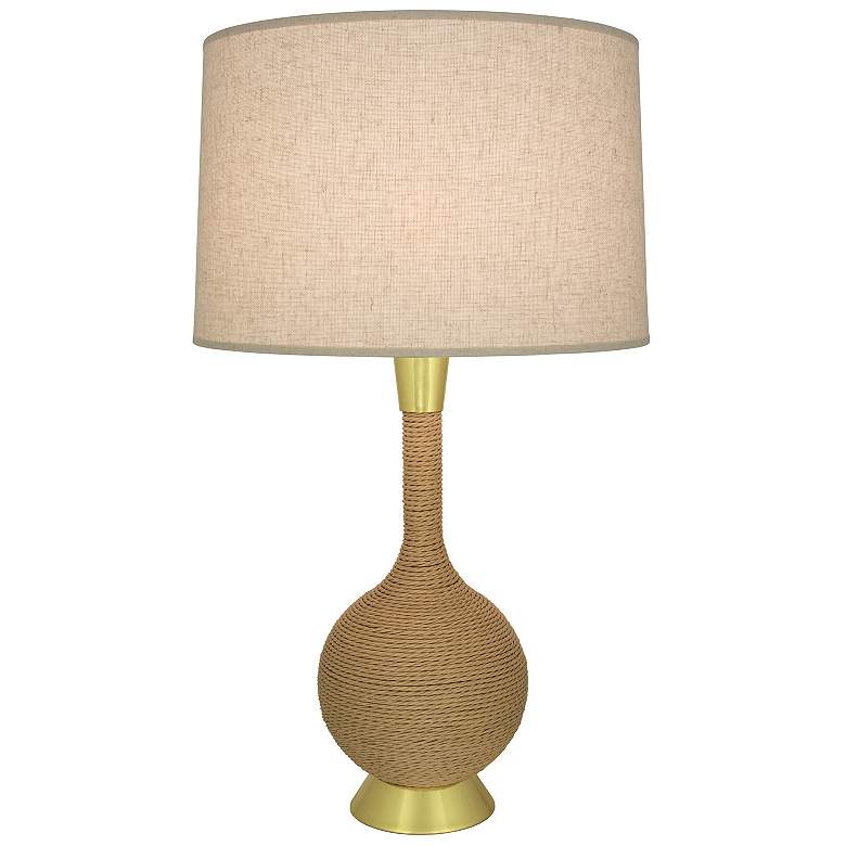 Image 1 Hatteras 30"H Natural Rope And Modern Brass Table Lamp w/ Cream Shade