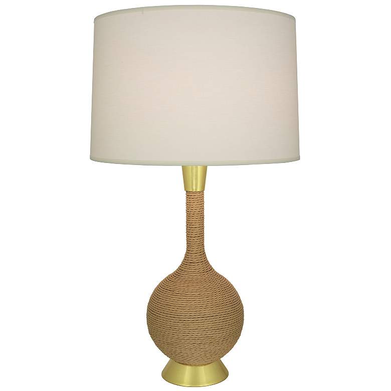 Image 1 Hatteras 30"H Natural Rope And Modern Brass Table Lamp w/ White Shade