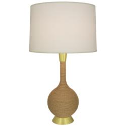 Hatteras 30"H Natural Rope And Modern Brass Table Lamp w/ White Shade