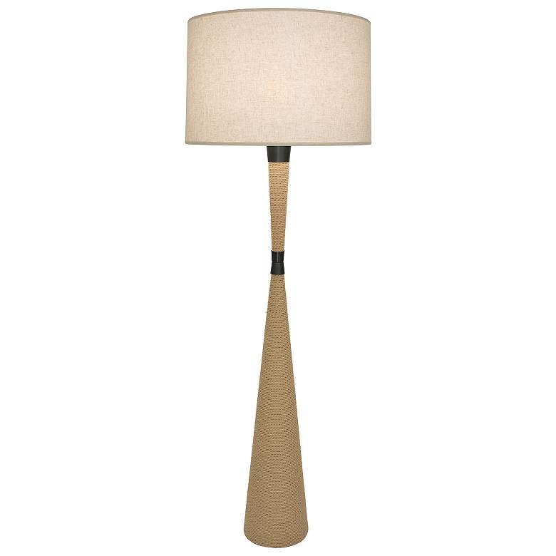 Image 1 Hatteras 61"H Natural Rope And Bronze Floor Lamp w/ Heather Linen Shade