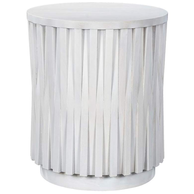 Image 1 Hatteras Hi-Lo Vertical Slats Accent Table - Whitewash