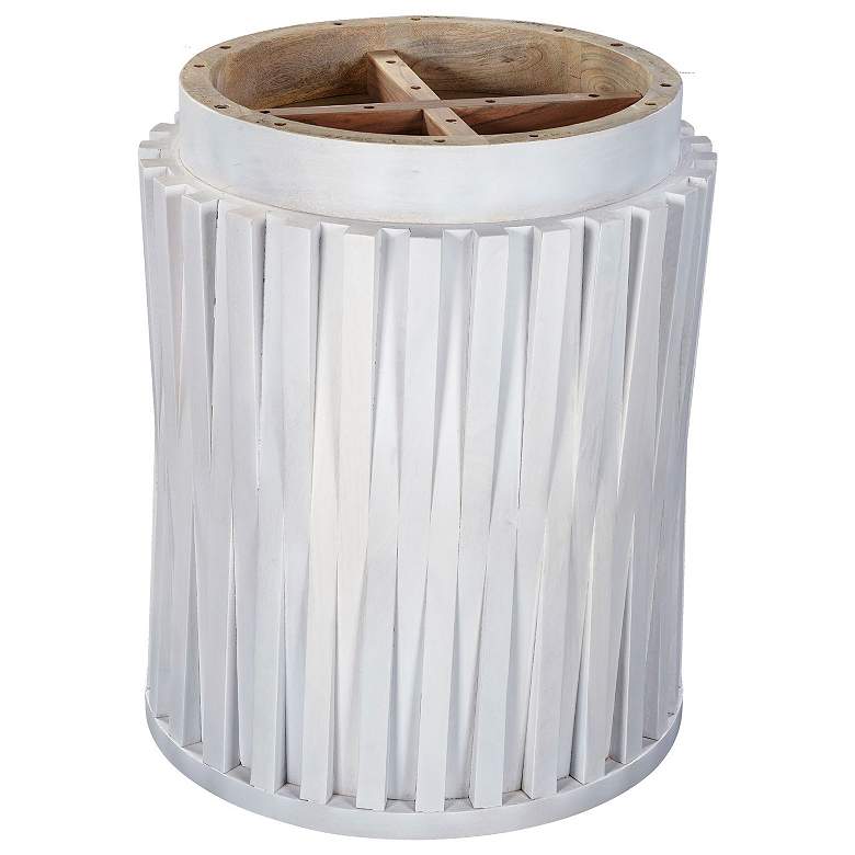 Image 3 Hatteras Hi-Lo Vertical Slats Accent Table - Whitewash more views
