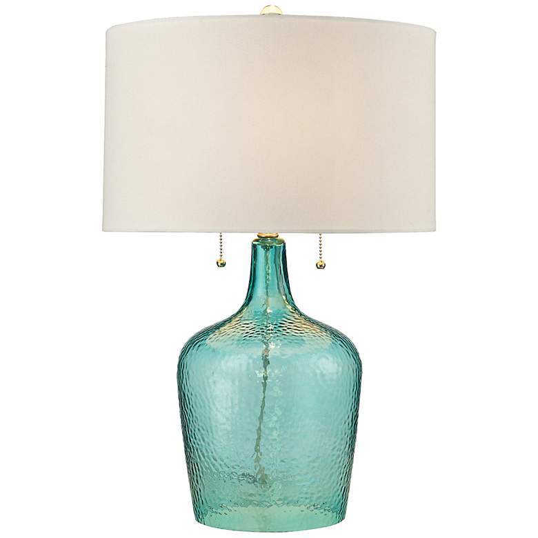 Image 1 Hatteras Seabreeze Blue Hammered Glass Table Lamp