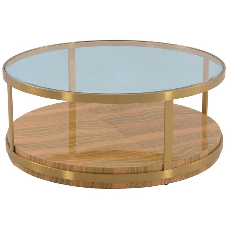 Image 1 Hattie Coffee Table with Glass Top and Brushed Gold Legs