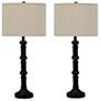 1_Haumea Satin Black Stacked Candlestick Table Lamps Set of 2