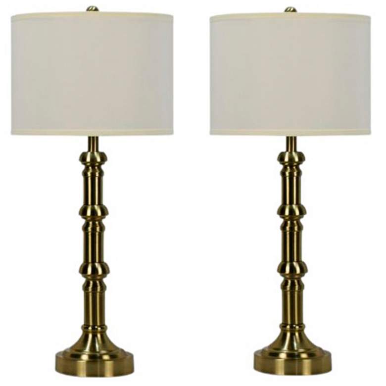 Image 1 Haumea Soft Gold Stacked Candlestick Table Lamps Set of 2