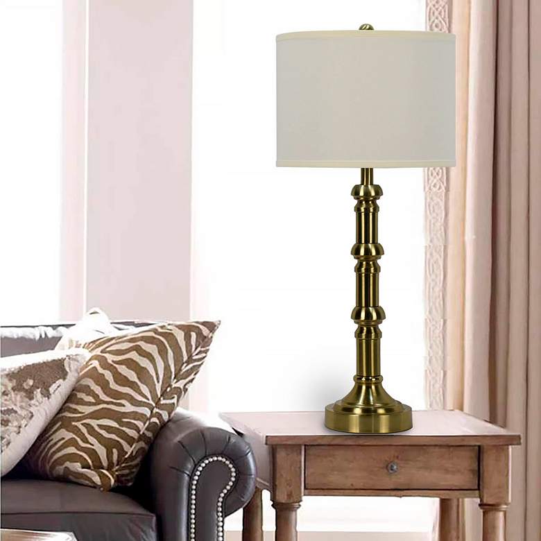 Image 3 Haumea Soft Gold Stacked Candlestick Table Lamps Set of 2 more views