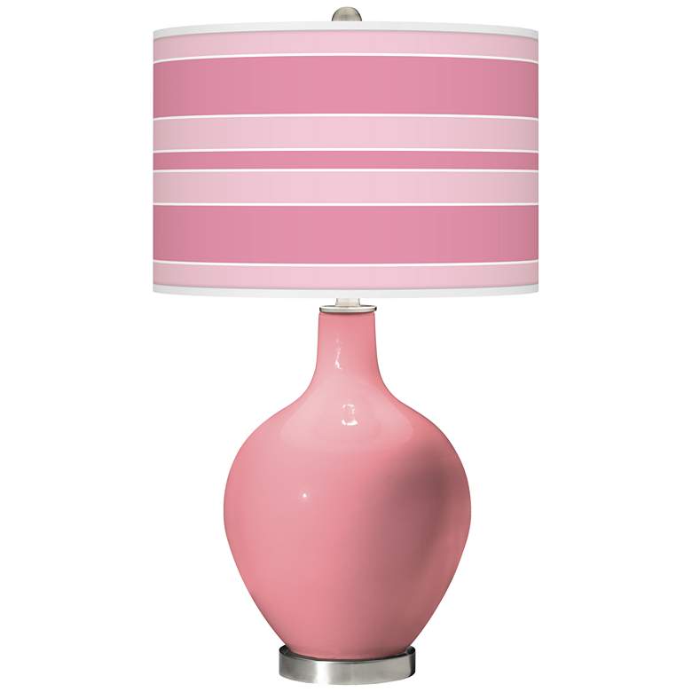 Image 1 Haute Pink Bold Stripe Ovo Glass Table Lamp
