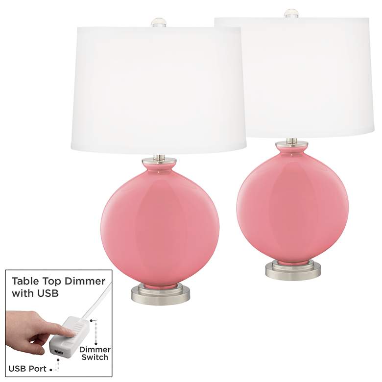 Image 1 Haute Pink Carrie Table Lamp Set of 2 with Dimmers