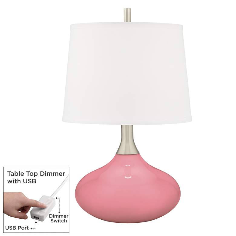 Image 1 Haute Pink Felix Modern Table Lamp with Table Top Dimmer