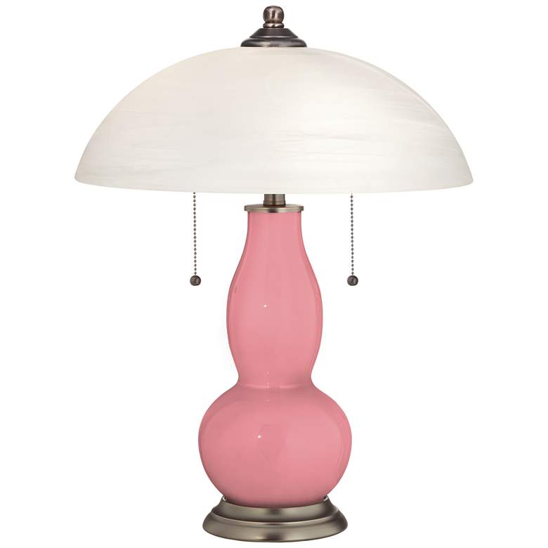 Haute Pink Gourd-Shaped Table Lamp with Alabaster Shade