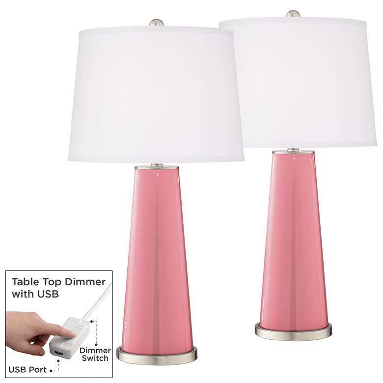 Image 1 Haute Pink Leo Table Lamp Set of 2 with Dimmers