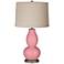 Haute Pink Linen Drum Shade Double Gourd Table Lamp