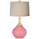 Haute Pink Natural Linen Drum Shade Wexler Table Lamp