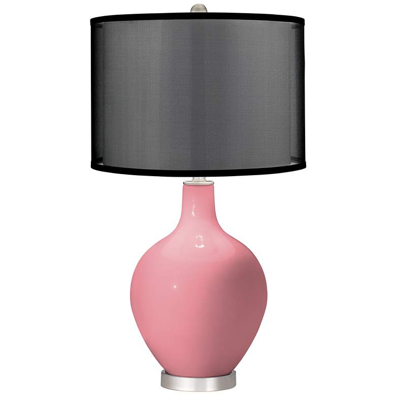 Image 1 Haute Pink Ovo Table Lamp with Organza Black Shade