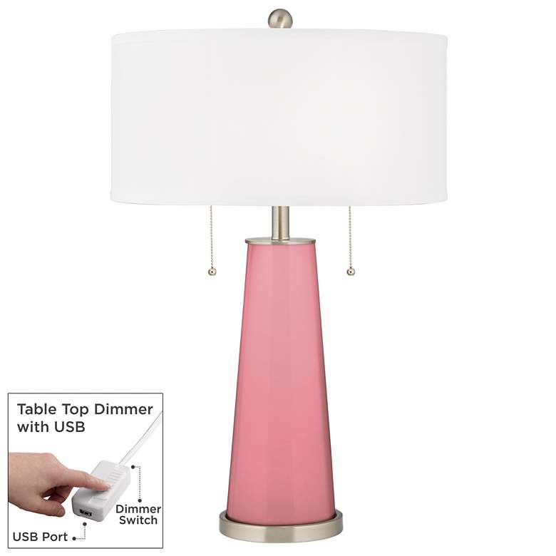 Image 1 Haute Pink Peggy Glass Table Lamp With Dimmer