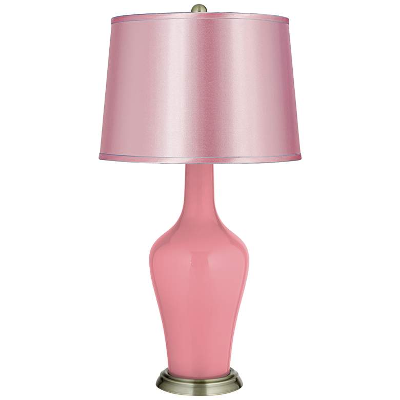 Image 1 Haute Pink - Satin Pale Pink Shade Anya Table Lamp