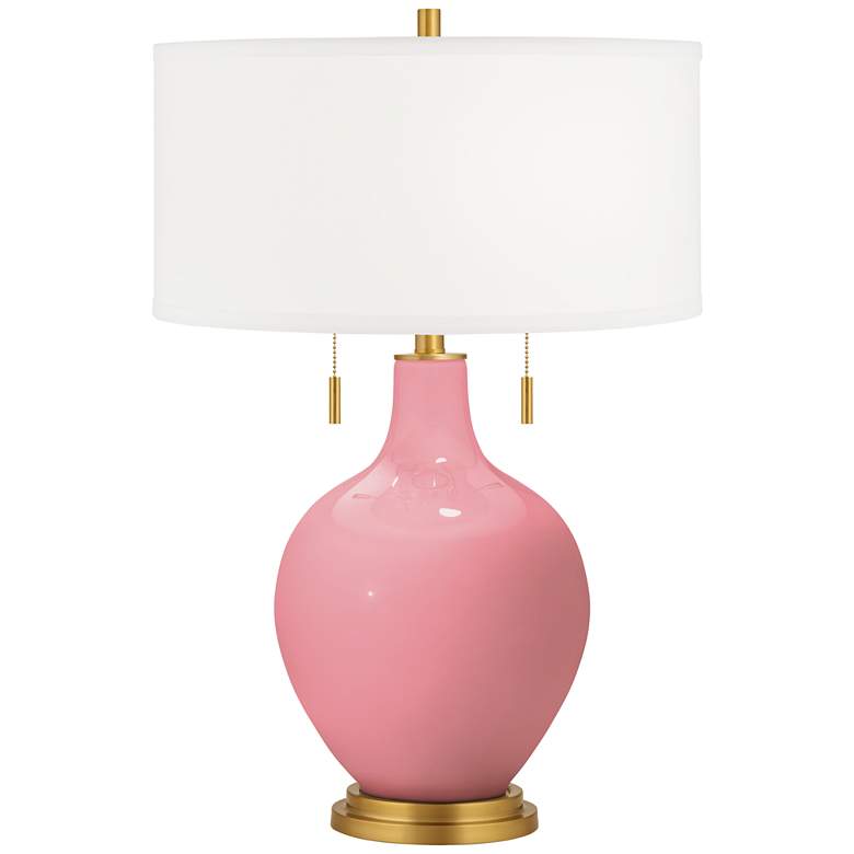 Image 2 Haute Pink Toby Brass Accents Table Lamp with Dimmer
