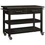 2_Havelock 50 3/4" Wide Black Rolling Kitchen Island Cart
