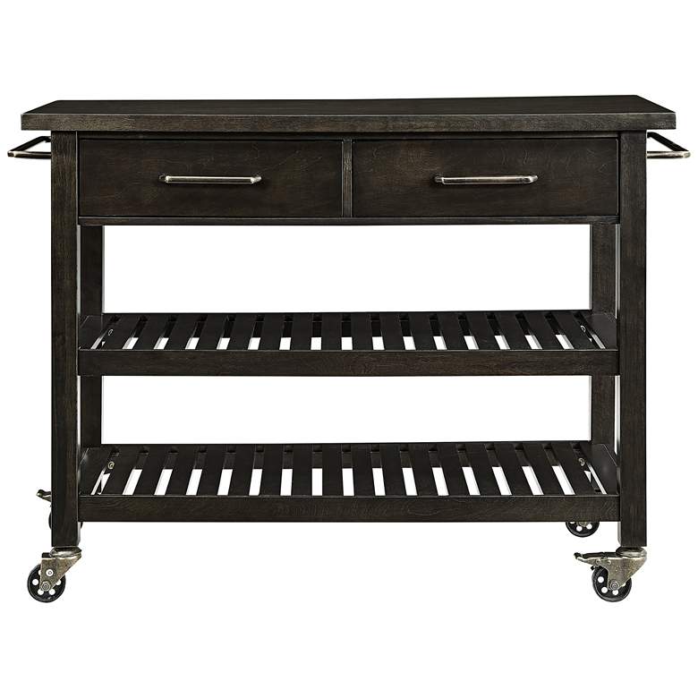 Image 3 Havelock 50 3/4" Wide Black Rolling Kitchen Island Cart more views