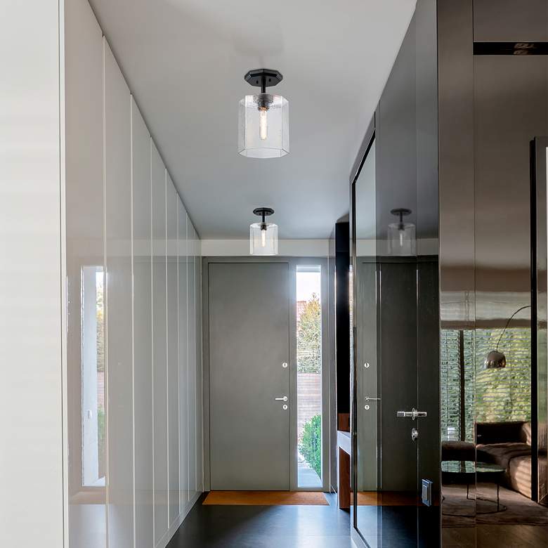 Image 3 Haven 10 in. Matte Black Modern Semi-Flush Mount with Glass Shade more views