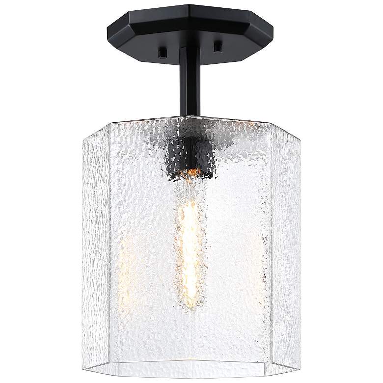 Image 5 Haven 10 in. Matte Black Modern Semi-Flush Mount with Glass Shade more views