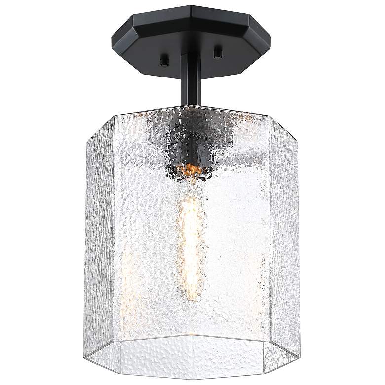 Image 7 Haven 10 in. Matte Black Modern Semi-Flush Mount with Glass Shade more views