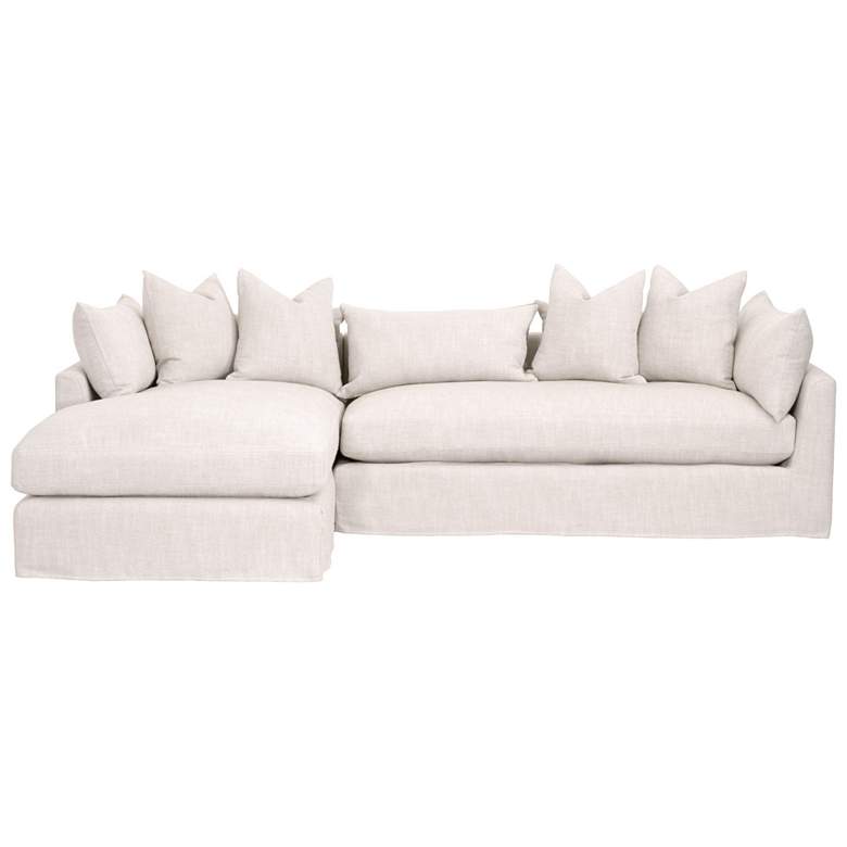 Image 1 Haven 110" Lounge Slipcover LF Sectional, Bisque, Espresso