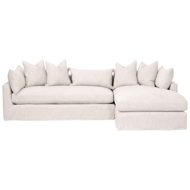 Image 1 Haven 110" Lounge Slipcover RF Sectional, Bisque, Espresso