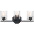 Haven 24 in. 3-Light Matte Black Vanity Light with Clear Rippled Glass