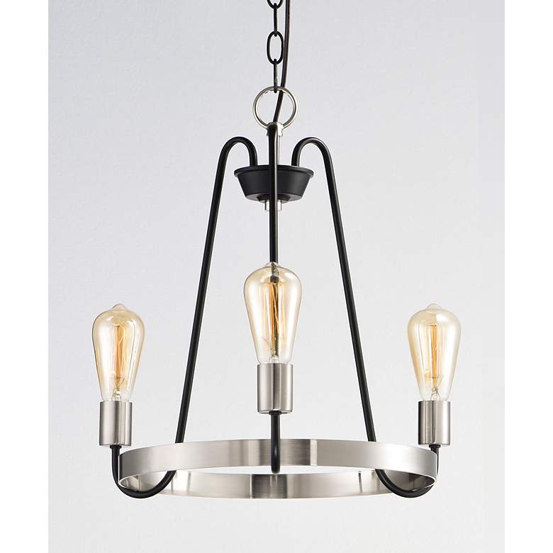 Image 2 Haven 3-Light 18.5" Wide Black/Satin Nickel Chandelier more views