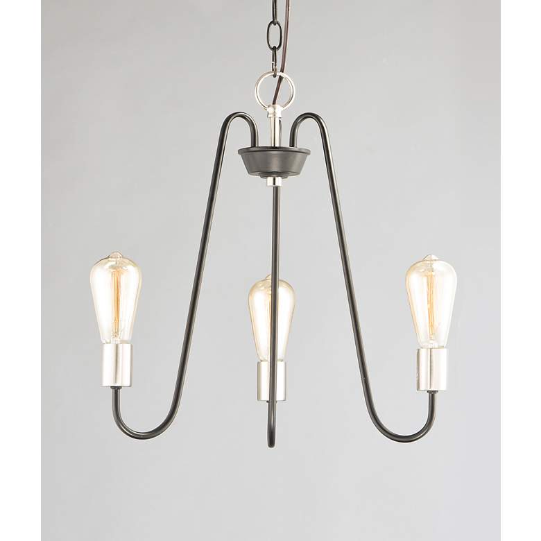 Image 3 Haven 3-Light 18.5" Wide Black/Satin Nickel Chandelier more views