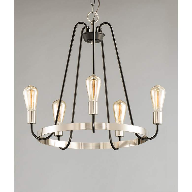 Image 2 Haven 5-Light 23.75" Wide Black/Satin Nickel Chandelier more views