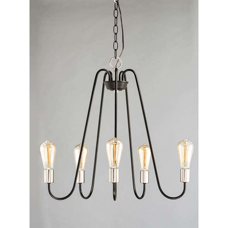Image 3 Haven 5-Light 23.75" Wide Black/Satin Nickel Chandelier more views