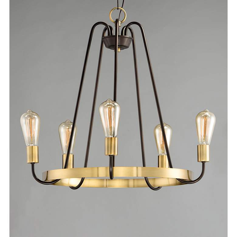 Image 2 Haven 5-Light 23.75" Wide Oil Rubbed Bronze/Antique Brass Chandelier more views