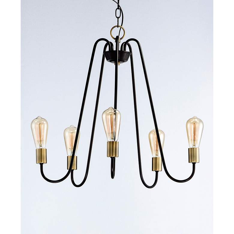 Image 3 Haven 5-Light 23.75" Wide Oil Rubbed Bronze/Antique Brass Chandelier more views