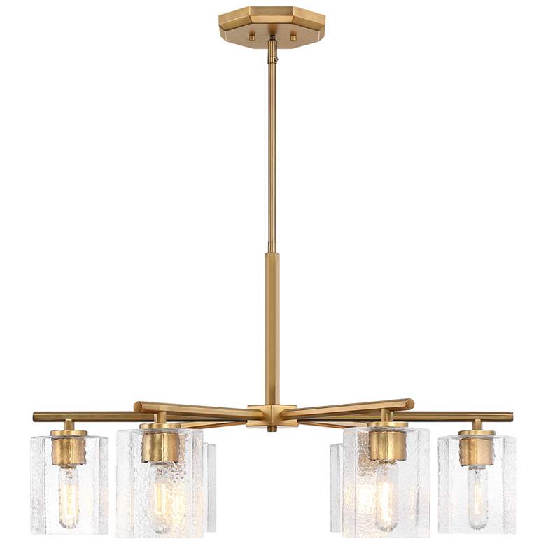 Image 2 Haven 6-Light Brushed Gold Transitional Shaded Chandelier for Entryways