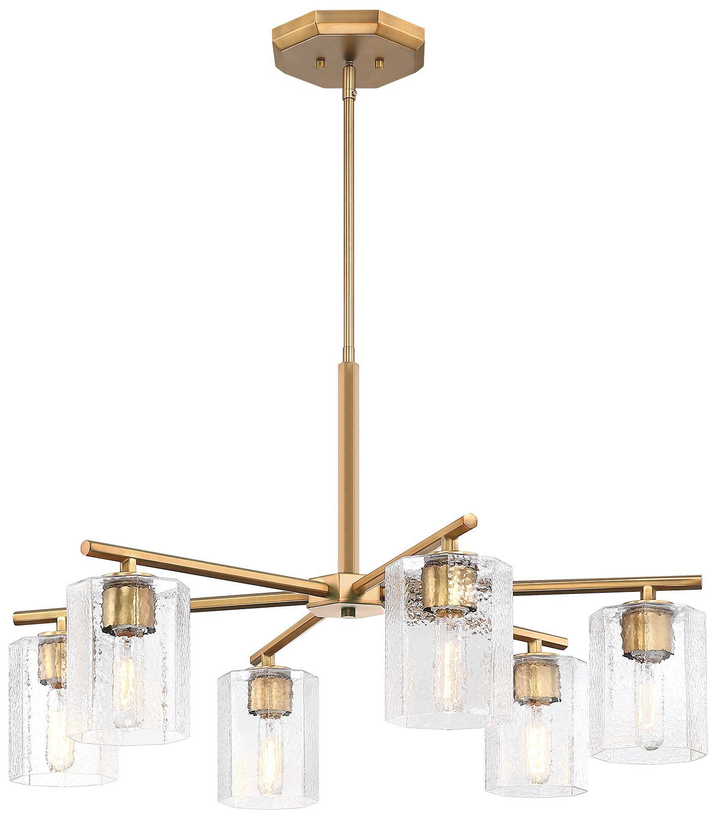 Image 6 Haven 6-Light Brushed Gold Transitional Shaded Chandelier for Entryways more views