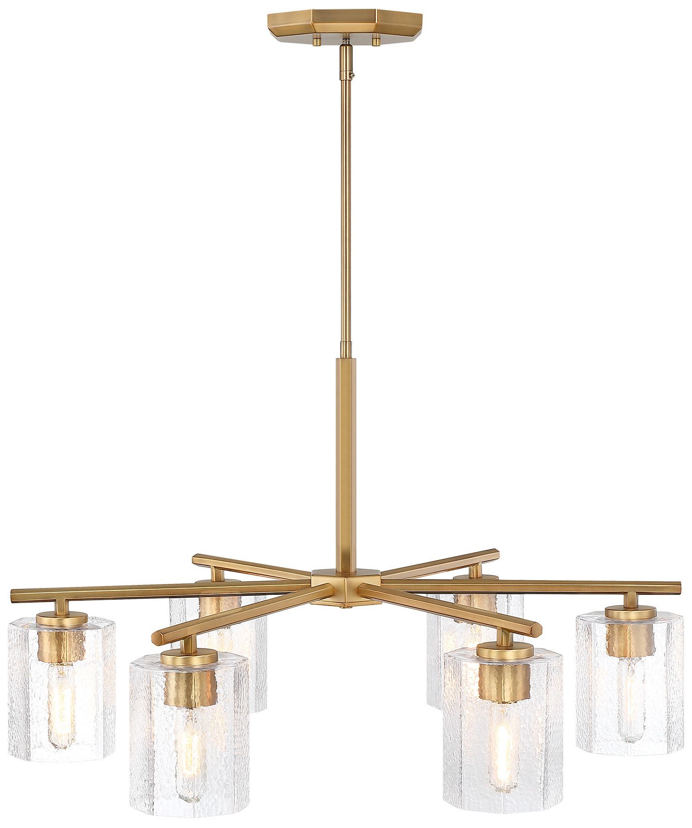Image 7 Haven 6-Light Brushed Gold Transitional Shaded Chandelier for Entryways more views
