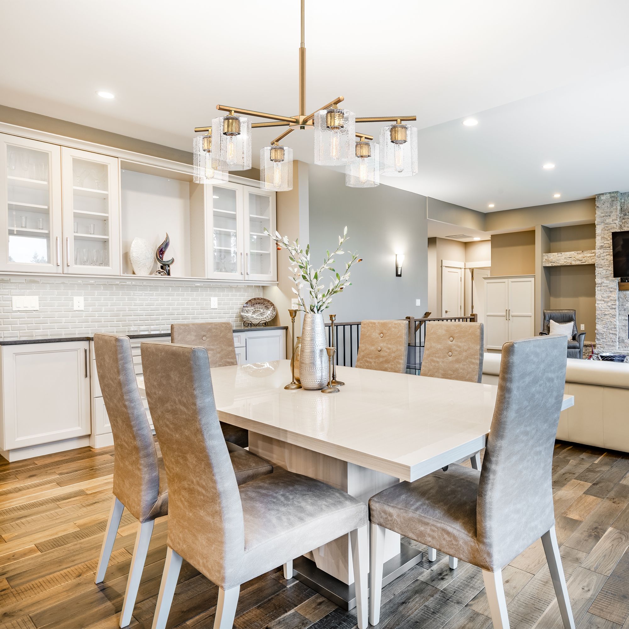 Haven 6-Light Brushed Gold Transitional Shaded Chandelier for Entryways