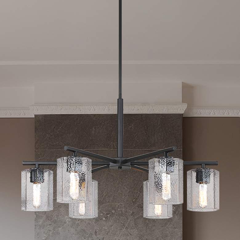Image 1 Haven 6-Light Matte Black Transitional Shaded Chandelier for Entryways