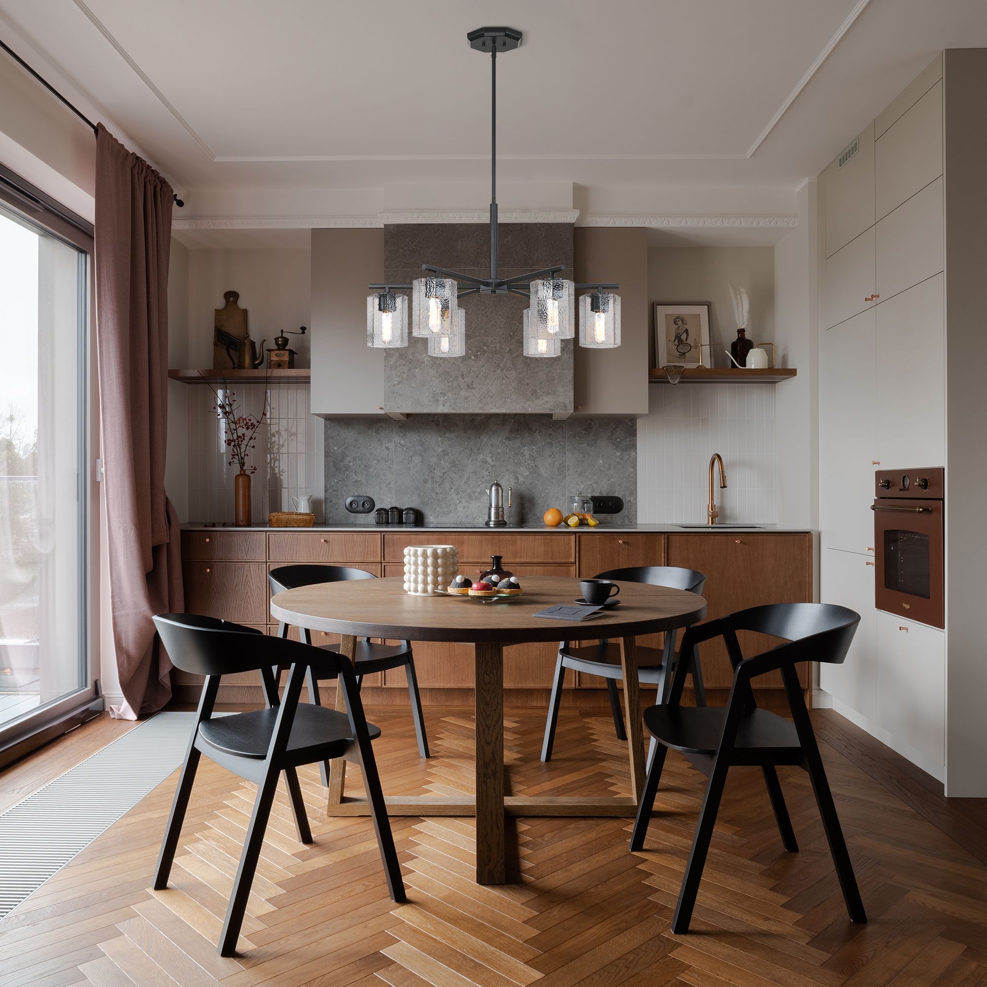 Haven 6-Light Matte Black Transitional Shaded Chandelier for Entryways